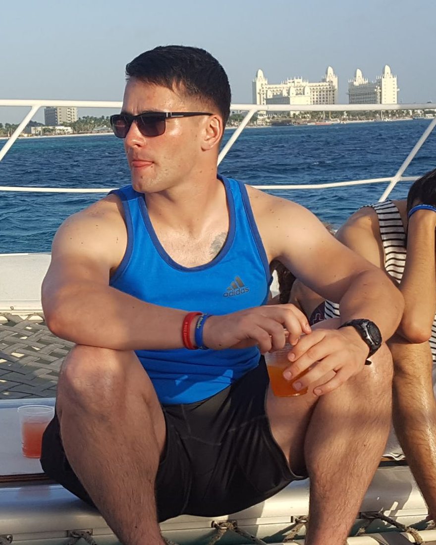 Alex Romano on a boat